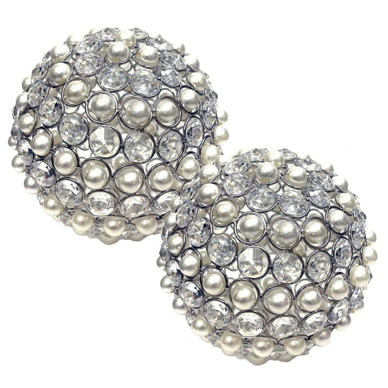 Edge Collections - 5" - Silver - Elegant Crystal and Pearl Decorative Sphere - 1 Piece